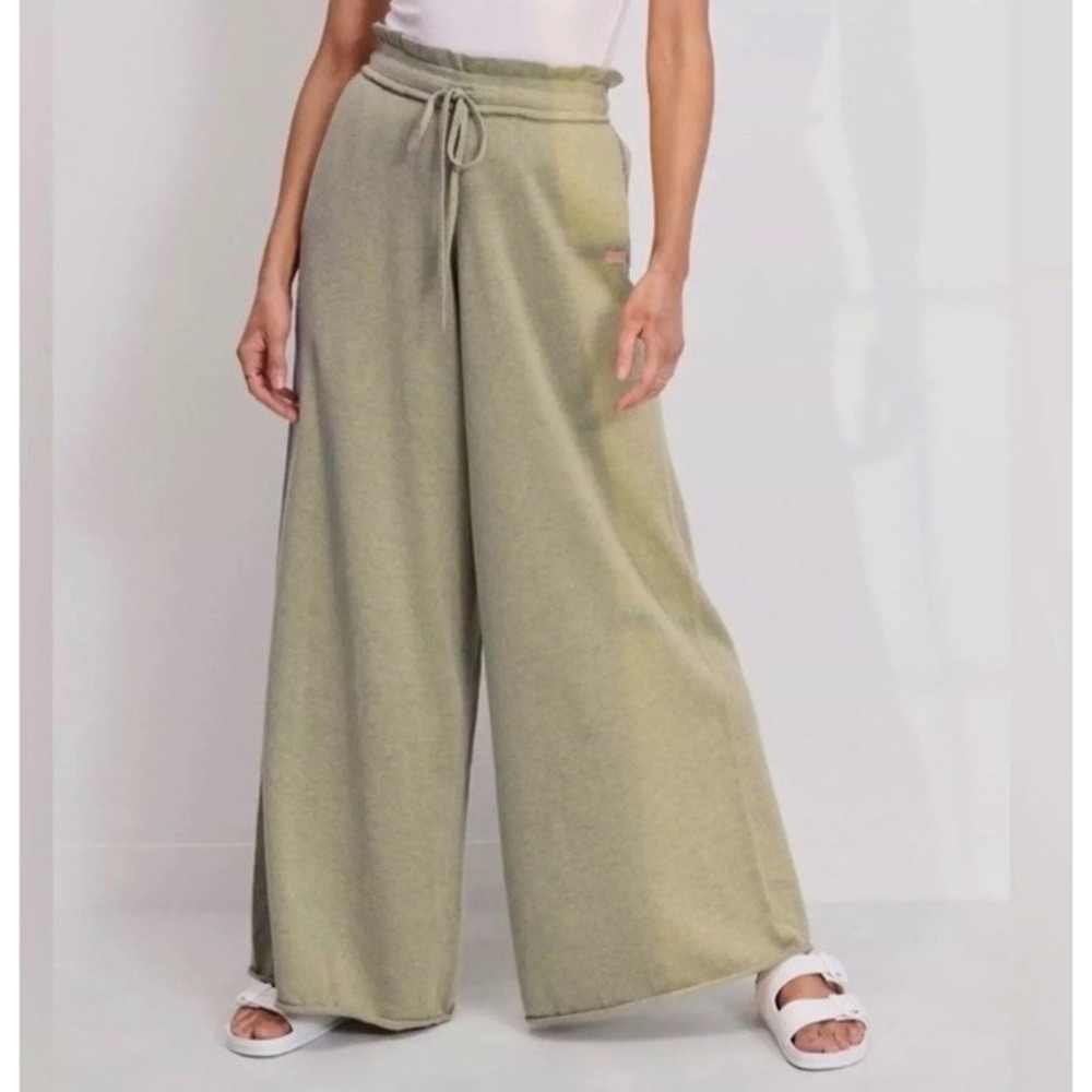 Lunya NWT Wide Leg Organic Cotton Silk Blend Pants Women's Small Green‎